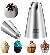 FANTEXY Large 2D Piping Tip 1 Piece Stainless Steel Icing Nozzles for Cake Decorating–Drop Flower...