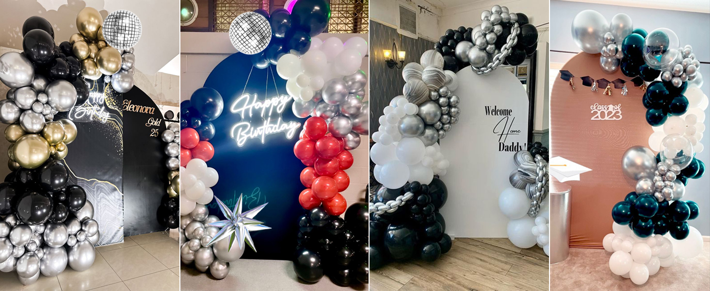 black and silver balloons