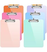 Sooez 6 Pack Plastic Clip Boards 8.5x11, Clipboard with Pen Holder & Low Profile Clip, Nursing Cl...