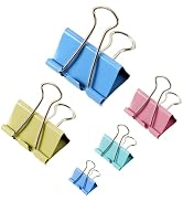 OWLKELA 100 Pcs Colored Binder Clips, Paper Clamps, Paper Binder Clips, Assorted Sizes, Metal Bla...
