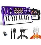 Synido 25 Key USB MIDI Keyboard Controller with Drum Pads, Professional Mini Midi Keyboard with O...