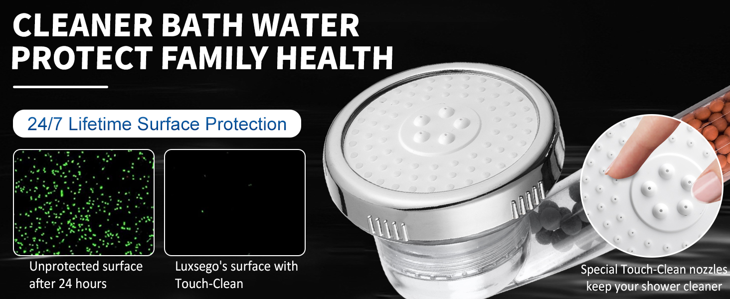 Luxsego filtered shower head built-in 2 kind of Natural mineral stones