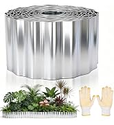 Joyhalo Corrugated Metal Garden Edging Border, 6" x 50' Galvanized Landscape Paver Edging, Flexib...