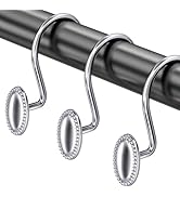 AmazerBath Chrome Shower Curtain Hooks, 12PCS Rust Proof Shower Curtain Rings, Decorative Modern ...