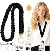Stretchy Scrunchie Lanyard Teacher for ID Badges Keys with Retractable Badge Reel ID Holder Cute ...