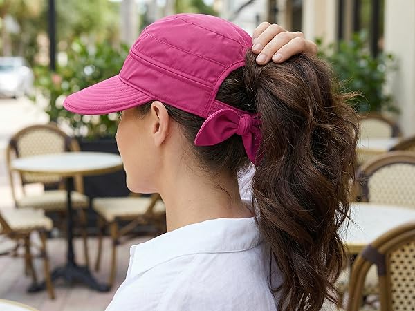 summer uv protection SPF50 UPF50 sun visor hat ponytail friendly