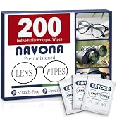Navona 200 Count Lens Wipes for Eyeglasses, Pre-Moistened Glasses Wipes | Upgraded Formula, Enhan...