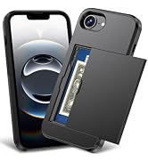 TOPAUX for iPhone 16e Wallet Case 2 Credit Card Holder Slide Cover Back Pocket ID Slot Raised Bez...