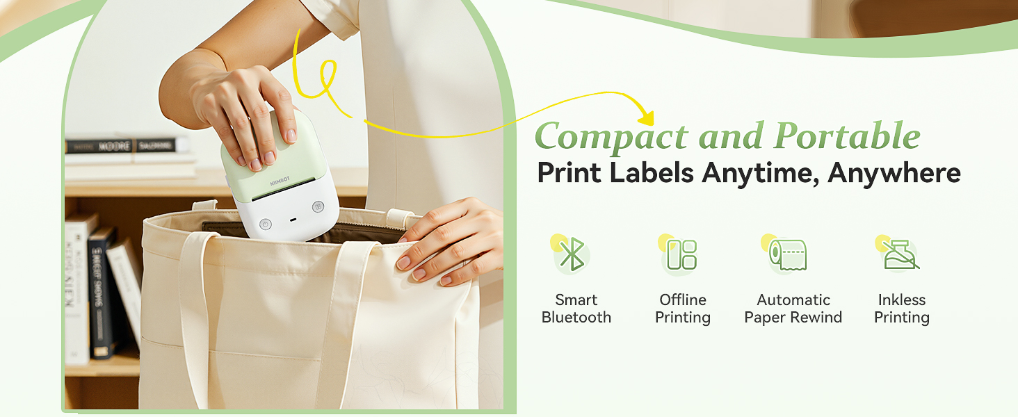 NIIMBOT B2 Label Maker Machine with Tape, Portable Bluetooth Label Printer with Multiple Templates