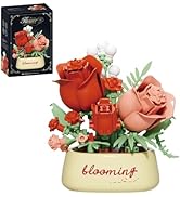 QISHOUTING Rose Flower Bouquet Mini Building Blocks, 190 PCS- Botanical Collection, Rose Flower M...