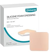 Dimora Silicone Foam Dressing Without Border - 3"x 3" Highly Absorbent Adhesive Bandages for Woun...