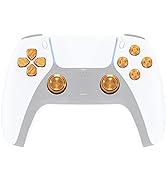 eXtremeRate Gold Metal Thumbsticks Dpad ABXY Buttons for PS5 Controller, Custom Replacement Alumi...
