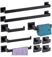 10-Pieces Bathroom Hardware Set Matte Black Bathroom Accessories Set SUS304 Towel Bar Set Include...