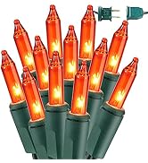 BrizLabs Orange Halloween Lights, 300 counts 69.6ft Halloween Lights String Connectable, UL Certi...