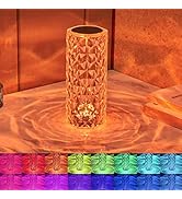 REEMEER Crystal Lamp Touching Control Rose Shadow Crystal Table Lamp, 16 Color Changing RGB Night...