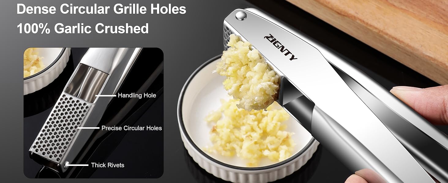 Professional Garlic Mincer Extra-wide Extended Handle Garlic Press