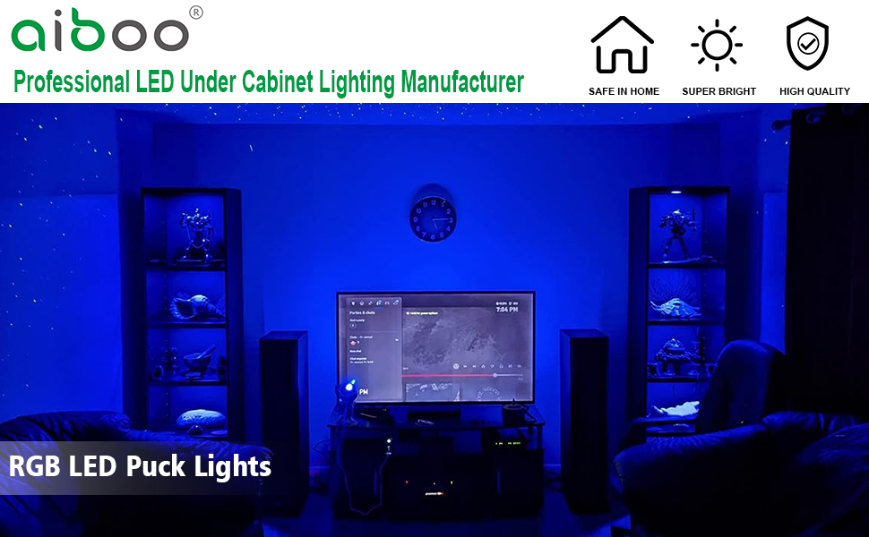 rgb led puck lights color chaging under cabinet lighting multicolor closet counter display lights