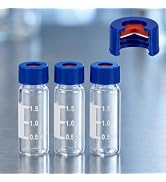 GAVKVAY 2mL Autosampler Vials with Caps, White PTFE and Red Silicone Pad, HPLC Vials, 9-425 Glass...