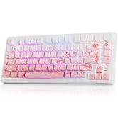 DAREU EK75PRO Sakura Pink Wireless Mechanical Keyboard,75% Hot Swap Creamy Gaming Keyboard with K...