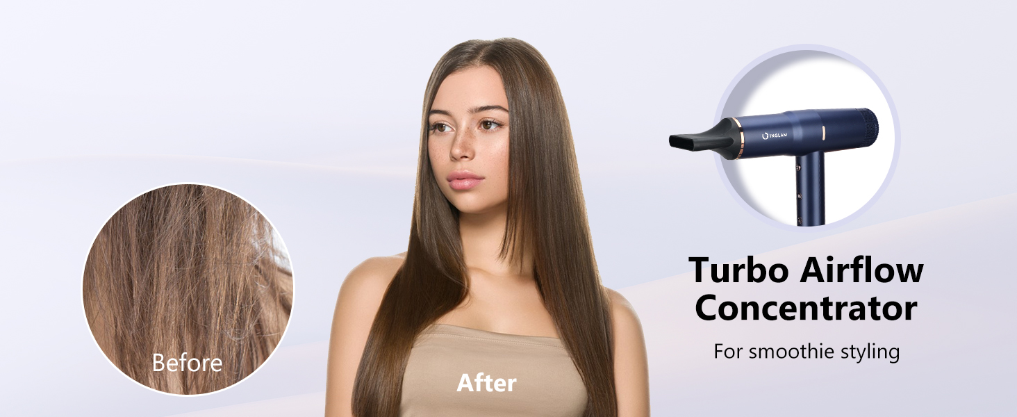 hairdryer with turbo airflow concentrator attachment