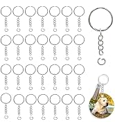 100 Pcs 1 Inch Keychains with Chain and 100 Pcs Jump Rings,Keychain Rings for Crafts,DIY Key Ring...