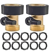 Hourleey Garden Hose Shut Off Valve, 2 Pack Heavy Duty 3/4 Inch Solid Garden Hose Shut Off Valve ...