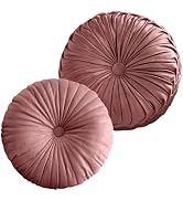 Teieas 2 Pcs Round Throw Pillows Pleated Velvet Pumpkin Round Pillows Floor Cushion for Living Ro...