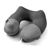 Keemall Inflatable Travel Neck Pillow, Airplane Neck Pillow for Long Flight Sleeping,Soft 100% Co...