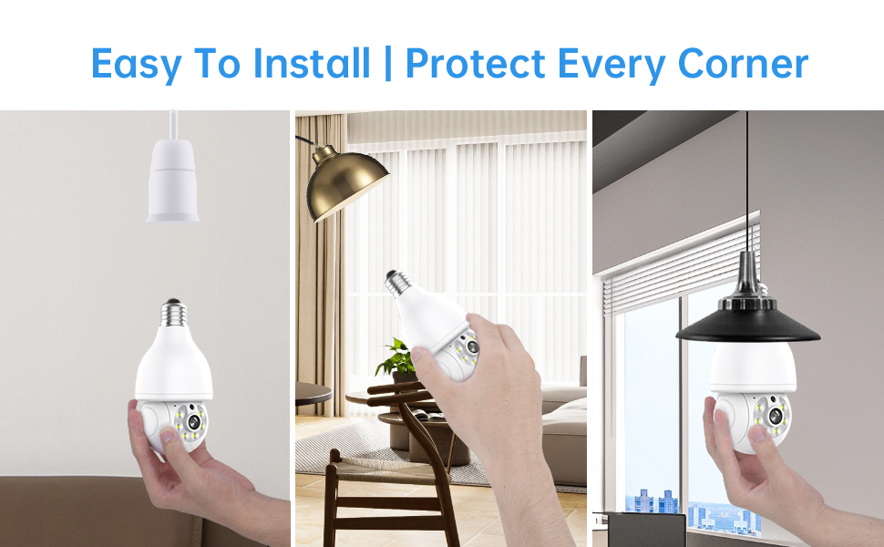 Outdoor Light-Bulb Security Camera Wireless 5Ghz Wifi Support ONVIF NVR RTSP Stream Work With Alexa