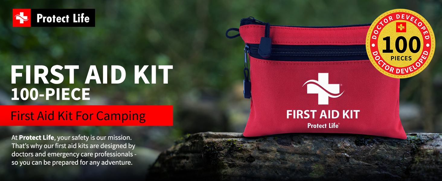 First Aid Kit - 100 Piece - Small First Aid Safety Kits for Camping