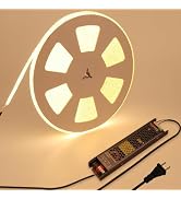 BENLUN 48V Outdoor LED Strip Lights Waterproof, 65.6ft 150W 3000K Warm White Dimmable LED Tape Li...