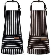 XLSXEXCL 2 Pack Stripes Kids Apron, Kids Cooking Aprons with 2 Pockets, Cute Aprons for Cooking f...