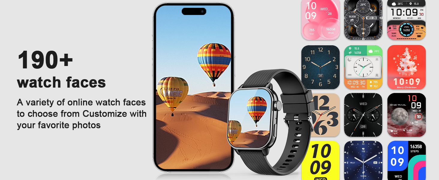 Smart Watch with Pick from over 190 stylish watch faces for any look or vibe