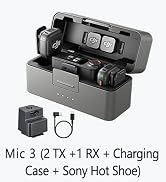 DJI Mic 3 (2 TX + 1 RX + Charging Case) with Sony Camera's MI Hot Shoe, Wireless Microphone for i...