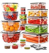 40 Piece Food Storage Containers with Lids(20 Containers & 20 Lids), BPA-Free Plastic Food Contai...