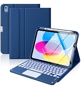 MoKo for iPad A16 11th /10th Generation Case with Keyboard - 7 Colors Backlit Detachable Folio Ke...