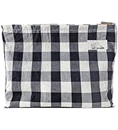 HAPPYHEIDI Large Cotton Black White Checker Makeup Bag with Compartment Cosmetic Toiletry Travel ...