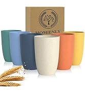 Homienly Wheat Straw Cups 6 PCS Plastic Cups 12 oz Unbreakable Drinking Cup Reusable Dishwasher S...