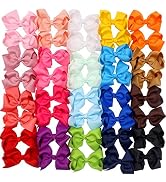 40 Pieces Hair Bows for Girls Clips Grosgrain Ribbon Boutique Hair Bow Alligator Clips For Girls ...