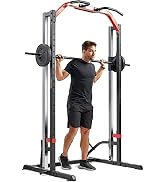 Sunny Health & Fitness Premium Squat Smith Machine Power Rack – High Load Capacity, Adjustable He...