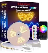 Shine Decor 24V Smart Neon Rope Lights, RGBW Silicone Neon Light Remote APP WiFi Control Music Sy...