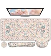 iCasso Desk Pad Mat, Large Mouse Pad and Keyboard Wrist Rest Set, Desk Protector Mat,4in1 Ergonom...