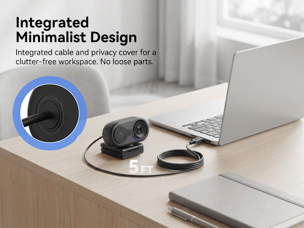 2K Webcam for PC with built-in mic captures clearer voice than laptop audio without extra gear