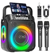 Socodox Karaoke Machine,60W Portable Bluetooth Karaoke Speaker with 2 Wireless Microphones,6000mA...