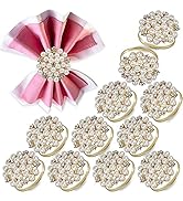 Elegant Pearls Napkin Rings Set of 12,Napkin Holder Ring Metal Buckles for Table Setting Decor at...