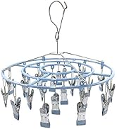 HSJH Stainless Steel Clothe Drying Rack Laundry Drip Hanger 24 Clip Metal Clothespins Round Under...