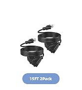 DEWENWILS Extension Cord Multiple Outlet Weatherproof, Christmas 15 FT Tri-Tap Cords, 16/3 SJTW P...