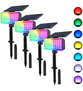 T-SUN Solar Spotlights Color Changing, RGB Solar Lights Outdoor Waterproof Auto ON/Off Solar Gard...