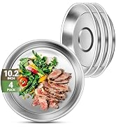 Offiper Deep Metal Dinner Plate, 4 Set 10.2 inch 304(18/8) Stainless Steel Plates, Reusable Lunch...