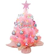 Small Mini Pink Table top Christmas Tree with 50 LED Lghts 24 Inch /2FT Little Christmas Tree Dec...